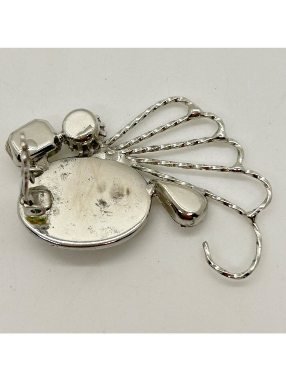 Vintage Mid-Century Ear Climber Clip-Ons Faux Pearl Acrylic Rhinestones Runway - Picture 9 of 16